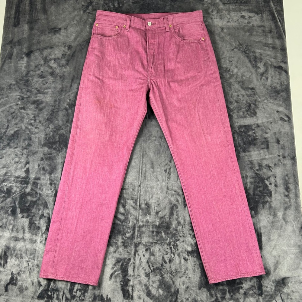 Levi's 501 Jeans Mens 36x32 Pink Magenta Straight Leg Button Fly 00501-2404